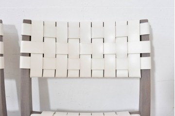 中古　arflex(アルフレックス)　TINA 10(ティナ)　白革テープを編み込んだアームレスチェア4脚セット　定価(4脚合計)約85万3千円　(R-086424)