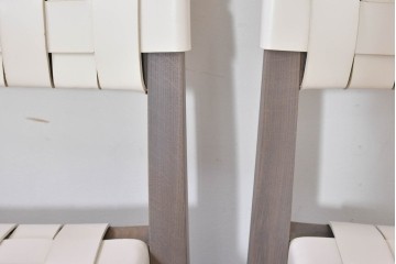 中古　arflex(アルフレックス)　TINA 10(ティナ)　白革テープを編み込んだアームレスチェア4脚セット　定価(4脚合計)約85万3千円　(R-086424)