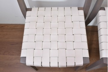 中古　arflex(アルフレックス)　TINA 10(ティナ)　白革テープを編み込んだアームレスチェア4脚セット　定価(4脚合計)約85万3千円　(R-086424)