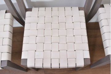 中古　arflex(アルフレックス)　TINA 10(ティナ)　白革テープを編み込んだアームレスチェア4脚セット　定価(4脚合計)約85万3千円　(R-086424)