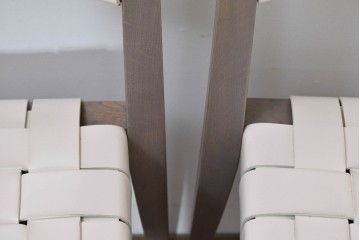 中古　arflex(アルフレックス)　TINA 10(ティナ)　白革テープを編み込んだアームレスチェア4脚セット　定価(4脚合計)約85万3千円　(R-086424)