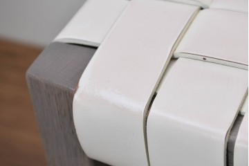 中古　arflex(アルフレックス)　TINA 10(ティナ)　白革テープを編み込んだアームレスチェア4脚セット　定価(4脚合計)約85万3千円　(R-086424)