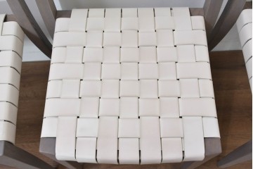 中古　arflex(アルフレックス)　TINA 10(ティナ)　白革テープを編み込んだアームレスチェア4脚セット　定価(4脚合計)約85万3千円　(R-086424)