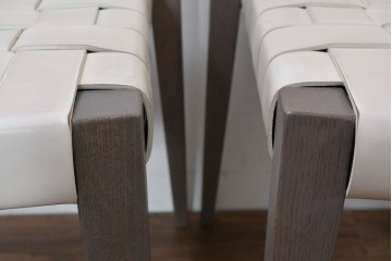 中古　arflex(アルフレックス)　TINA 10(ティナ)　白革テープを編み込んだアームレスチェア4脚セット　定価(4脚合計)約85万3千円　(R-086424)