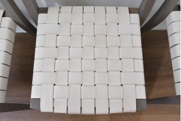 中古　arflex(アルフレックス)　TINA 10(ティナ)　白革テープを編み込んだアームレスチェア4脚セット　定価(4脚合計)約85万3千円　(R-086424)