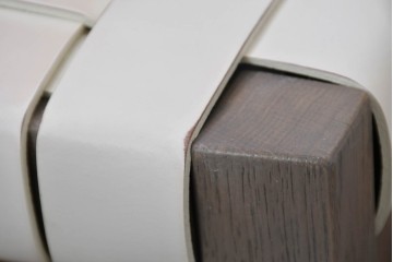 中古　arflex(アルフレックス)　TINA 10(ティナ)　白革テープを編み込んだアームレスチェア4脚セット　定価(4脚合計)約85万3千円　(R-086424)