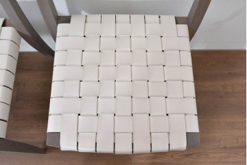 中古　arflex(アルフレックス)　TINA 10(ティナ)　白革テープを編み込んだアームレスチェア4脚セット　定価(4脚合計)約85万3千円　(R-086424)