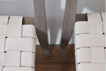 中古　arflex(アルフレックス)　TINA 10(ティナ)　白革テープを編み込んだアームレスチェア4脚セット　定価(4脚合計)約85万3千円　(R-086424)