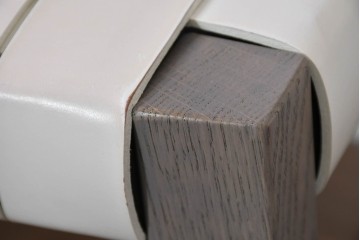 中古　arflex(アルフレックス)　TINA 10(ティナ)　白革テープを編み込んだアームレスチェア4脚セット　定価(4脚合計)約85万3千円　(R-086424)