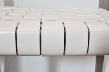 中古　arflex(アルフレックス)　TINA 10(ティナ)　白革テープを編み込んだアームレスチェア4脚セット　定価(4脚合計)約85万3千円　(R-086424)