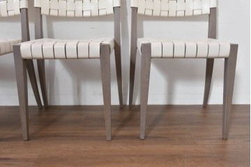 中古　arflex(アルフレックス)　TINA 10(ティナ)　白革テープを編み込んだアームレスチェア4脚セット　定価(4脚合計)約85万3千円　(R-086424)