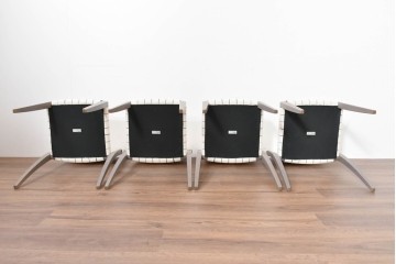 中古　arflex(アルフレックス)　TINA 10(ティナ)　白革テープを編み込んだアームレスチェア4脚セット　定価(4脚合計)約85万3千円　(R-086424)