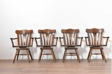 中古　美品　カリモク家具(karimoku)　コロニアルシリーズ　CC1834NK　回転式アームチェア4脚セット　定価(4脚合計)約26万円　(R-086426)