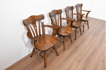 中古　美品　カリモク家具(karimoku)　コロニアルシリーズ　CC1834NK　回転式アームチェア4脚セット　定価(4脚合計)約26万円　(R-086426)