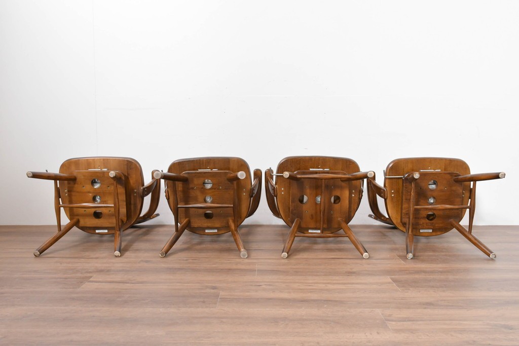 中古　美品　カリモク家具(karimoku)　コロニアルシリーズ　CC1834NK　回転式アームチェア4脚セット　定価(4脚合計)約26万円　(R-086426)