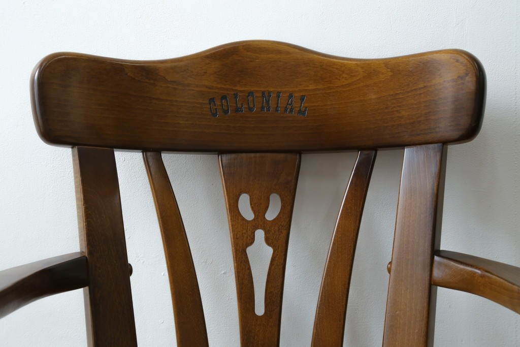 中古　美品　カリモク家具(karimoku)　コロニアルシリーズ　CC1834NK　回転式アームチェア2脚セット　定価(2脚合計)約13万円　(R-086426)