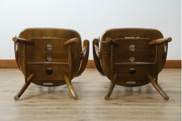 中古　美品　カリモク家具(karimoku)　コロニアルシリーズ　CC1834NK　回転式アームチェア2脚セット　定価(2脚合計)約13万円　(R-086426)