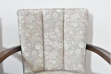 中古　職人手作り品　ノックオンウッド(knockonwood)　ナラ材　花柄ファブリックが上品なアームチェア4脚セット　定価(4脚合計)約60万円　(R-086429)