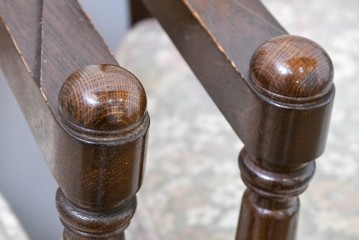 中古　職人手作り品　ノックオンウッド(knockonwood)　ナラ材　花柄ファブリックが上品なアームチェア4脚セット　定価(4脚合計)約60万円　(R-086429)