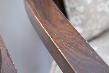 中古　職人手作り品　ノックオンウッド(knockonwood)　ナラ材　花柄ファブリックが上品なアームチェア4脚セット　定価(4脚合計)約60万円　(R-086429)