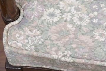 中古　職人手作り品　ノックオンウッド(knockonwood)　ナラ材　花柄ファブリックが上品なアームチェア4脚セット　定価(4脚合計)約60万円　(R-086429)