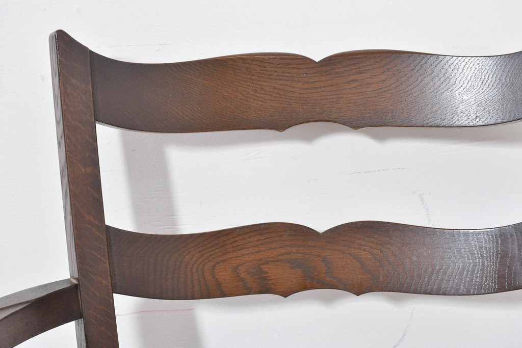 中古　職人手作り品　ノックオンウッド(knockonwood)　ナラ材　花柄ファブリックが上品なアームチェア4脚セット　定価(4脚合計)約60万円　(R-086429)