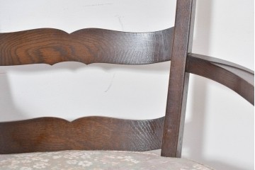 中古　職人手作り品　ノックオンウッド(knockonwood)　ナラ材　花柄ファブリックが上品なアームチェア4脚セット　定価(4脚合計)約60万円　(R-086429)