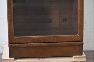 中古　カリモク家具(karimoku)　深みのある木色×ゴールドが上品なガラス扉のオーディオラック　(R-086432)