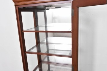 中古　希少な廃番品　maruni(マルニ木工)　ミラーバック×照明付きの縦型キュリオケース　※脚カットあり　(R-086434)