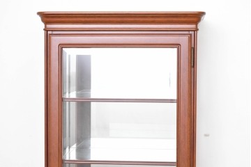 中古　希少な廃番品　maruni(マルニ木工)　ミラーバック×照明付きの縦型キュリオケース　※脚カットあり　(R-086434)