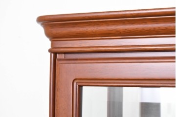 中古　希少な廃番品　maruni(マルニ木工)　ミラーバック×照明付きの縦型キュリオケース　※脚カットあり　(R-086434)