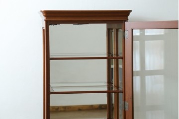 中古　希少な廃番品　maruni(マルニ木工)　ミラーバック×照明付きの縦型キュリオケース　※脚カット有り　(R-086434)