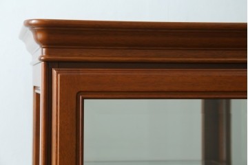 中古　希少な廃番品　maruni(マルニ木工)　ミラーバック×照明付きの縦型キュリオケース　※脚カット有り　(R-086434)