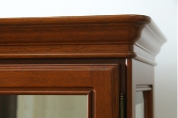 中古　希少な廃番品　maruni(マルニ木工)　ミラーバック×照明付きの縦型キュリオケース　※脚カット有り　(R-086434)