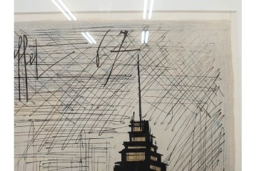 真作　1967年　ベルナール・ビュッフェ(Bernard Buffet)　「ニューヨーク」　都市景観を描いたリトグラフポスター　(R-086436)