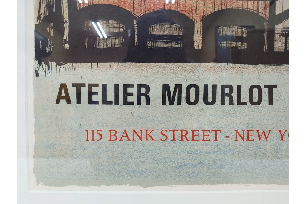 真作　1967年　ベルナール・ビュッフェ(Bernard Buffet)　「ニューヨーク」　都市景観を描いたリトグラフポスター　(R-086436)