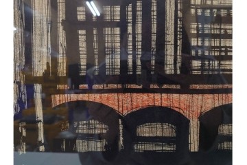 真作　1967年　ベルナール・ビュッフェ(Bernard Buffet)　「ニューヨーク」　都市景観を描いたリトグラフポスター　(R-086436)