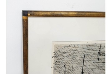 真作　1967年　ベルナール・ビュッフェ(Bernard Buffet)　「ニューヨーク」　都市景観を描いたリトグラフポスター　(R-086436)