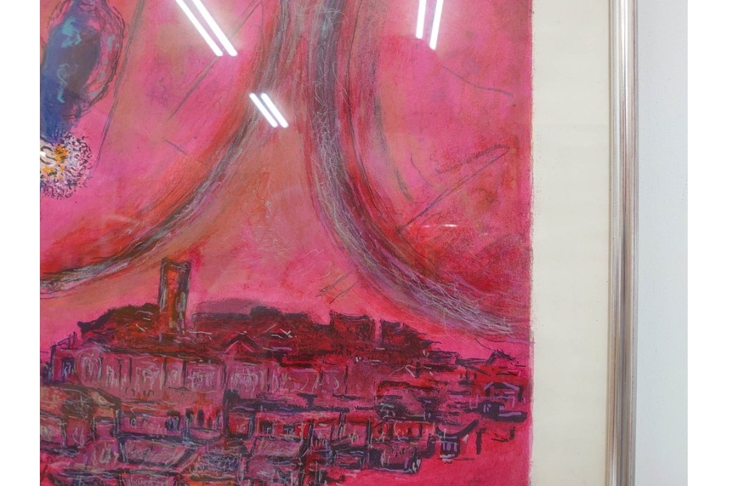 真作　1975年　マルク・シャガール　「ソロモンの雅歌」　人物表現が印象的なリトグラフポスター　外箱付き　(R-086437)