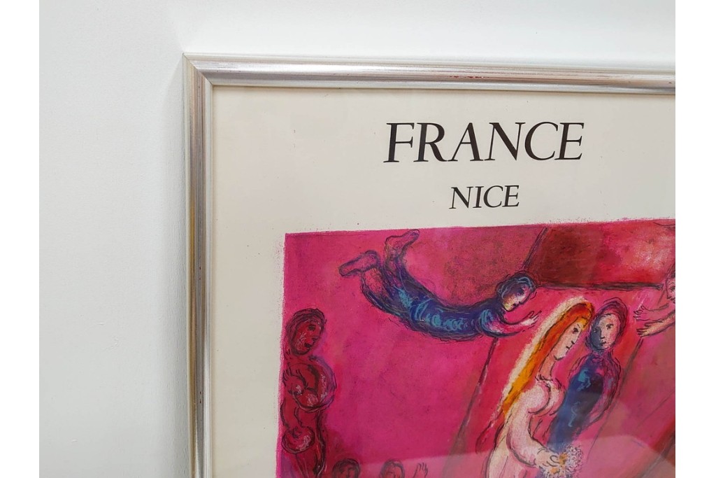 真作　1975年　マルク・シャガール　「ソロモンの雅歌」　人物表現が印象的なリトグラフポスター　外箱付き　(R-086437)