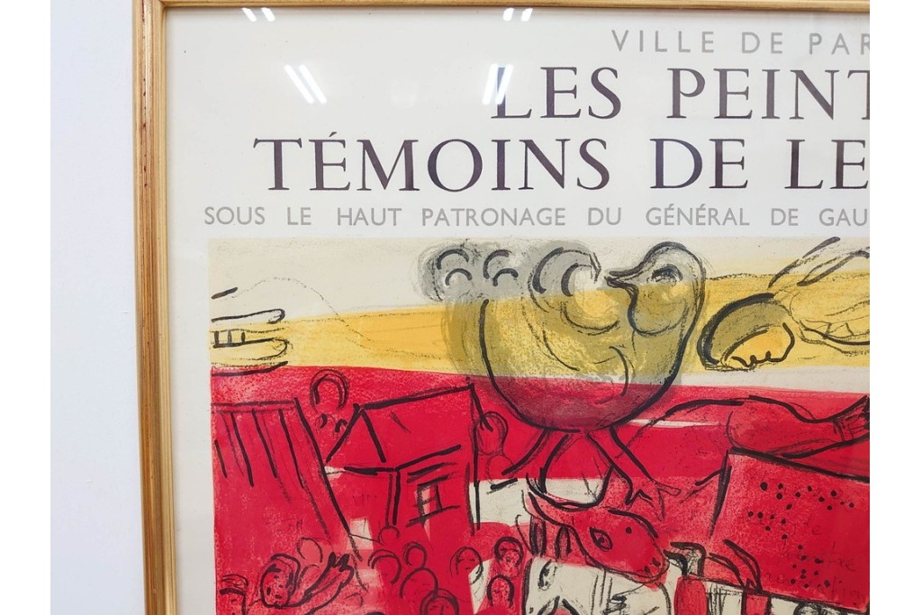 真作　1963年　マルク・シャガール　「革命」　群像表現が印象的なリトグラフポスター　外箱付き　(R-086438)