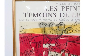 真作　1963年　マルク・シャガール　「革命」　群像表現が印象的なリトグラフポスター　外箱付き　(R-086438)