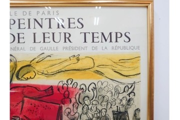 真作　1963年　マルク・シャガール　「革命」　群像表現が印象的なリトグラフポスター　外箱付き　(R-086438)