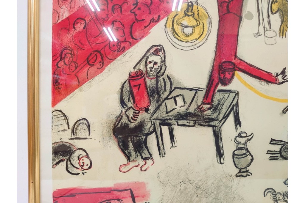 真作　1963年　マルク・シャガール　「革命」　群像表現が印象的なリトグラフポスター　外箱付き　(R-086438)