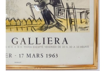 真作　1963年　マルク・シャガール　「革命」　群像表現が印象的なリトグラフポスター　外箱付き　(R-086438)