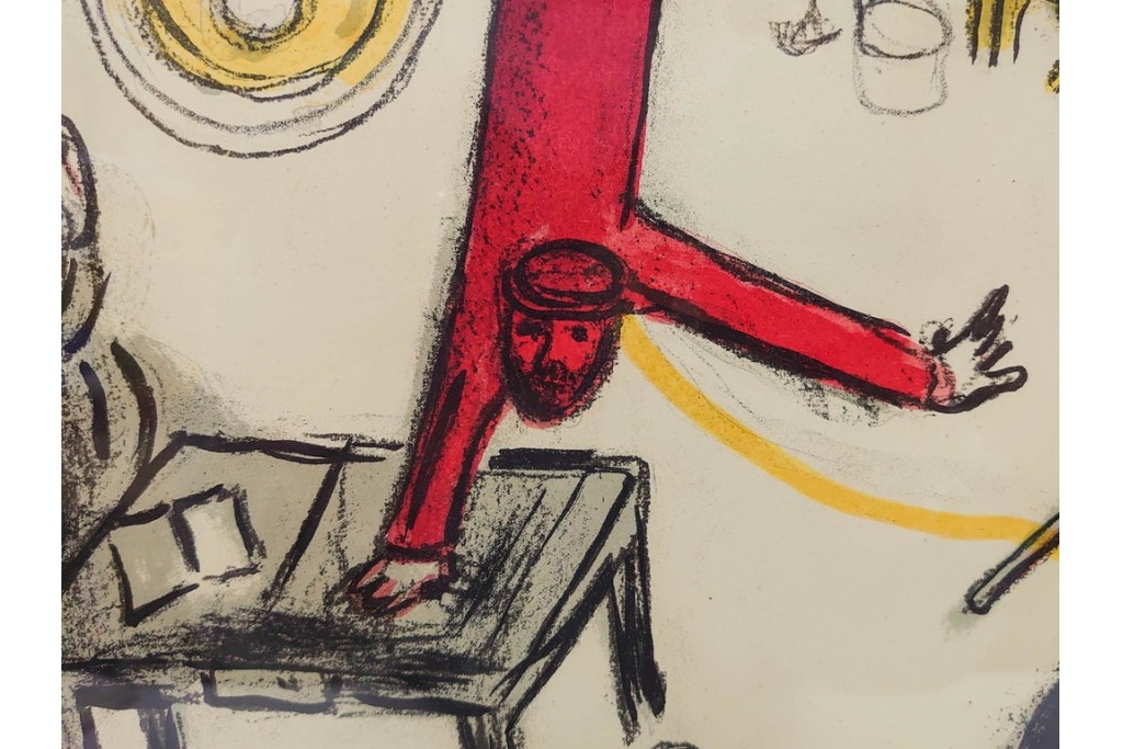 真作　1963年　マルク・シャガール　「革命」　群像表現が印象的なリトグラフポスター　外箱付き　(R-086438)