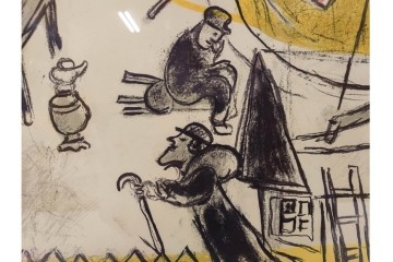 真作　1963年　マルク・シャガール　「革命」　群像表現が印象的なリトグラフポスター　外箱付き　(R-086438)