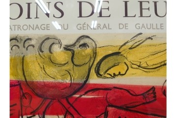 真作　1963年　マルク・シャガール　「革命」　群像表現が印象的なリトグラフポスター　外箱付き　(R-086438)