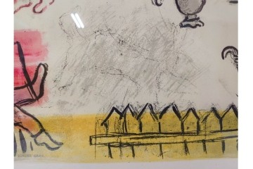 真作　1963年　マルク・シャガール　「革命」　群像表現が印象的なリトグラフポスター　外箱付き　(R-086438)