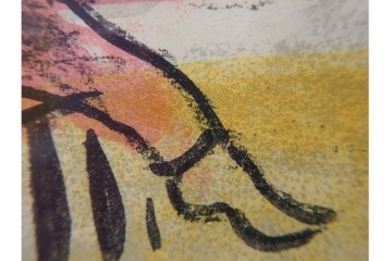 真作　1963年　マルク・シャガール　「革命」　群像表現が印象的なリトグラフポスター　外箱付き　(R-086438)